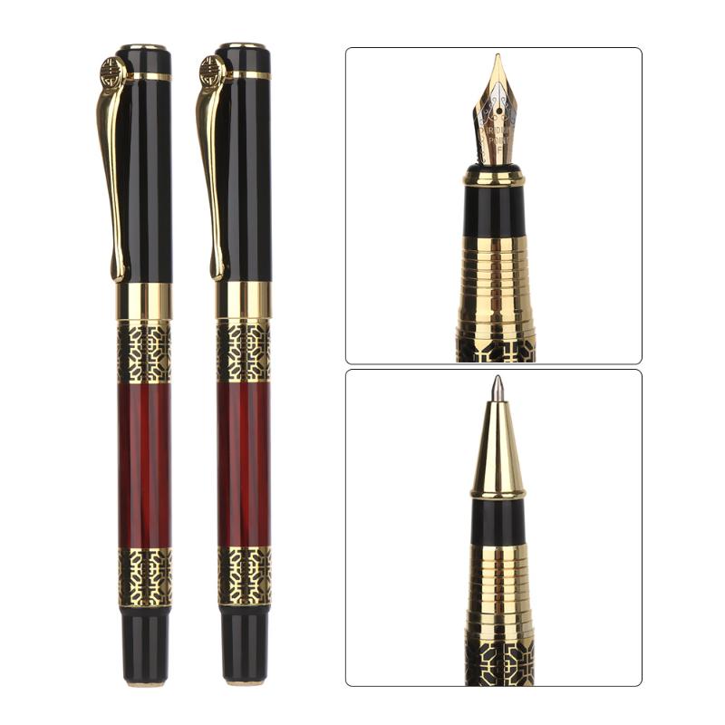 

Wood Grain Ink Refills Metal Pen Wood Grain Luxury HighQuality National Wind Series BusinessPenSignature Pen Writing Stationery, Red