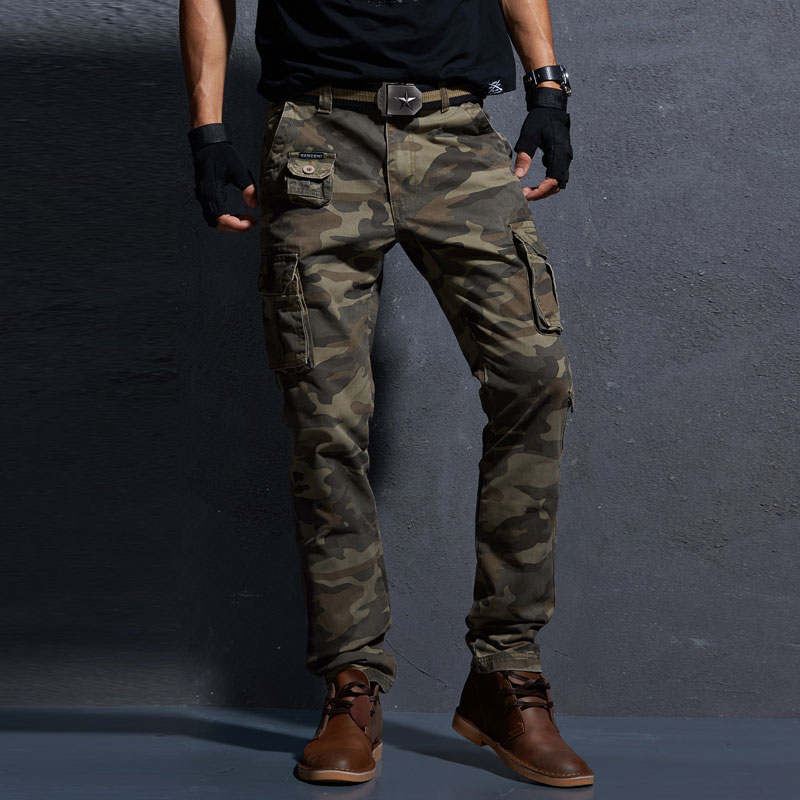 

2020 Newly Designer Fashion Men Jeans Multi Pockets Casual Cargo Pants Men Outdoors Yellow Camouflage Army Trousers, Black