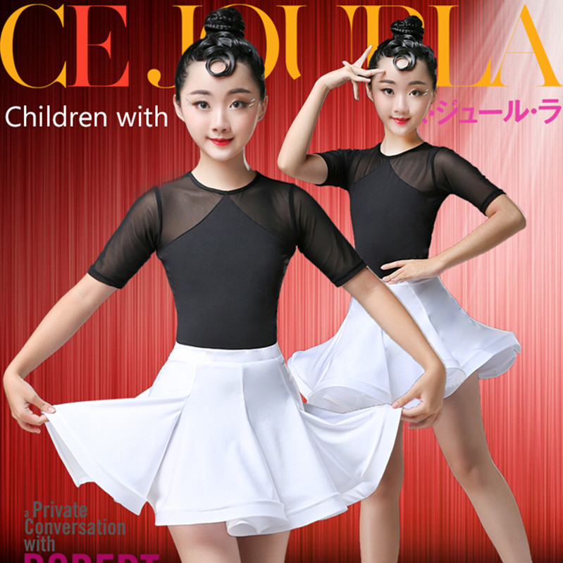 

High Quality 2019 New Latin Dance Practice Clothes Split Latin Dance Skirt Children and Girls Competition Performance Clothing