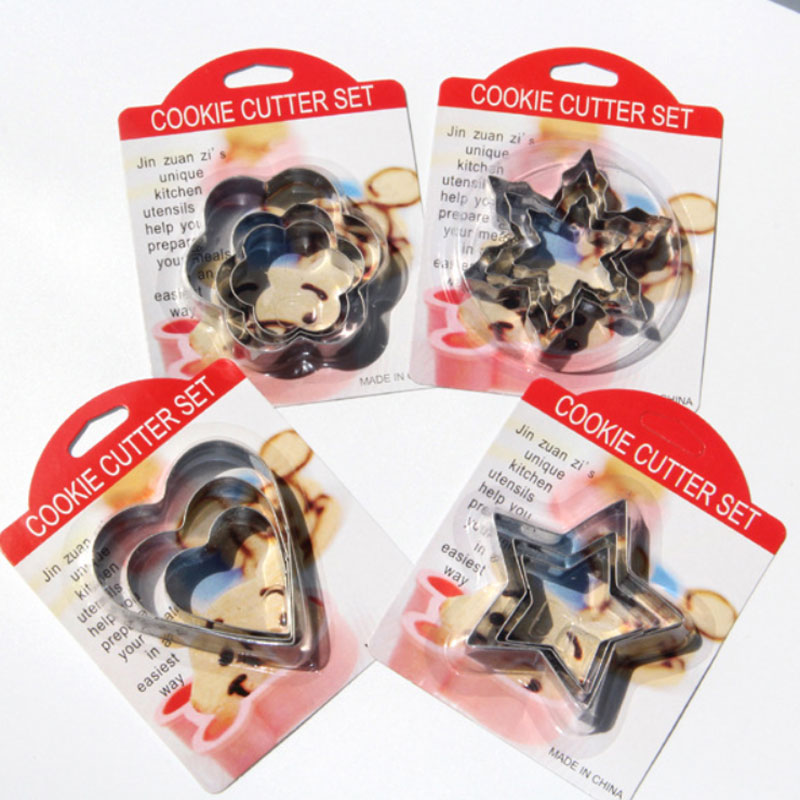 

3pcs/set Heart plum blossom snowflake Shape stainless steel Baking Cookie Cutter Cake Frying Egg Mould Kithchen Tools