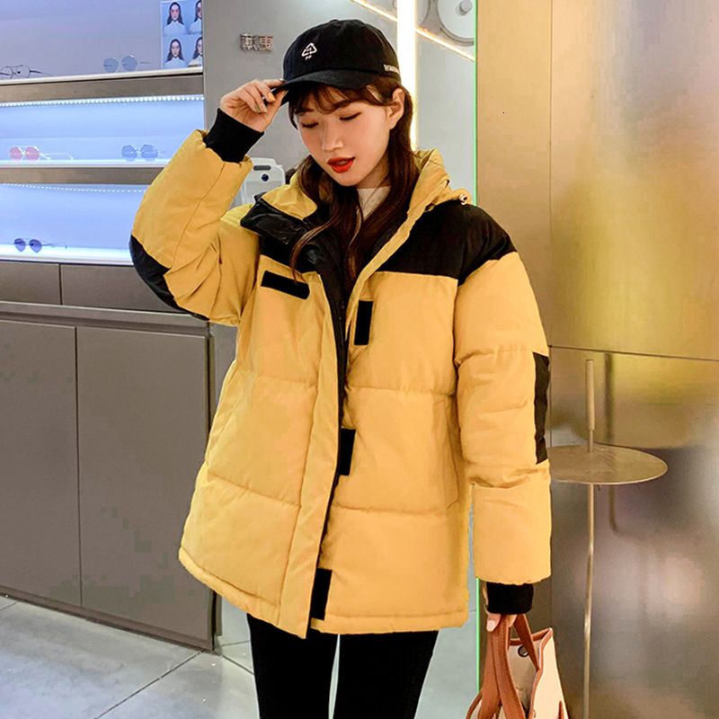 

Jrnnorv Patchwork plus size Winter Hooded Parka Coat Women Streetwear Pocket Zipper Cotton Coats Jacket Female Outerwear BA3903, Ba3903-02