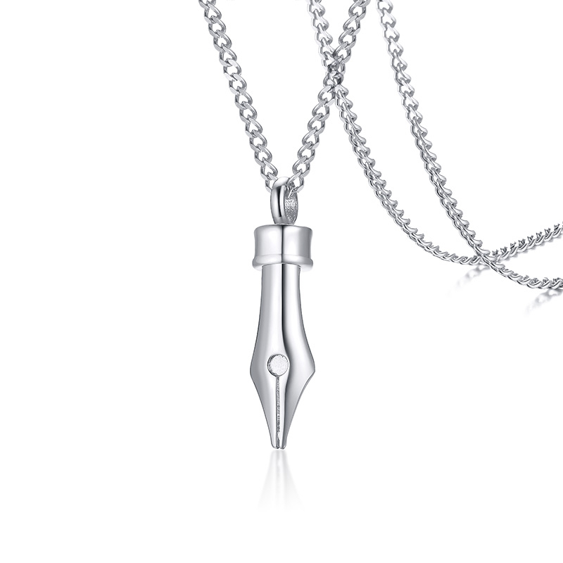 

Pendant Necklaces Simple Ink Pen Nib Silver Color Pendants Necklace Short Women Men Graduation Teacher Student Gift Jewelry Choker