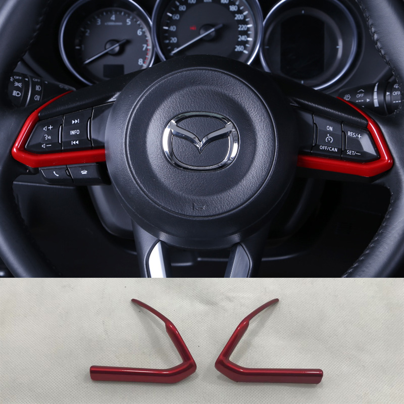 2PCS Car ABS Interior Steering Wheel Cover Trim for LHD Mazda CX-5 2017 2018