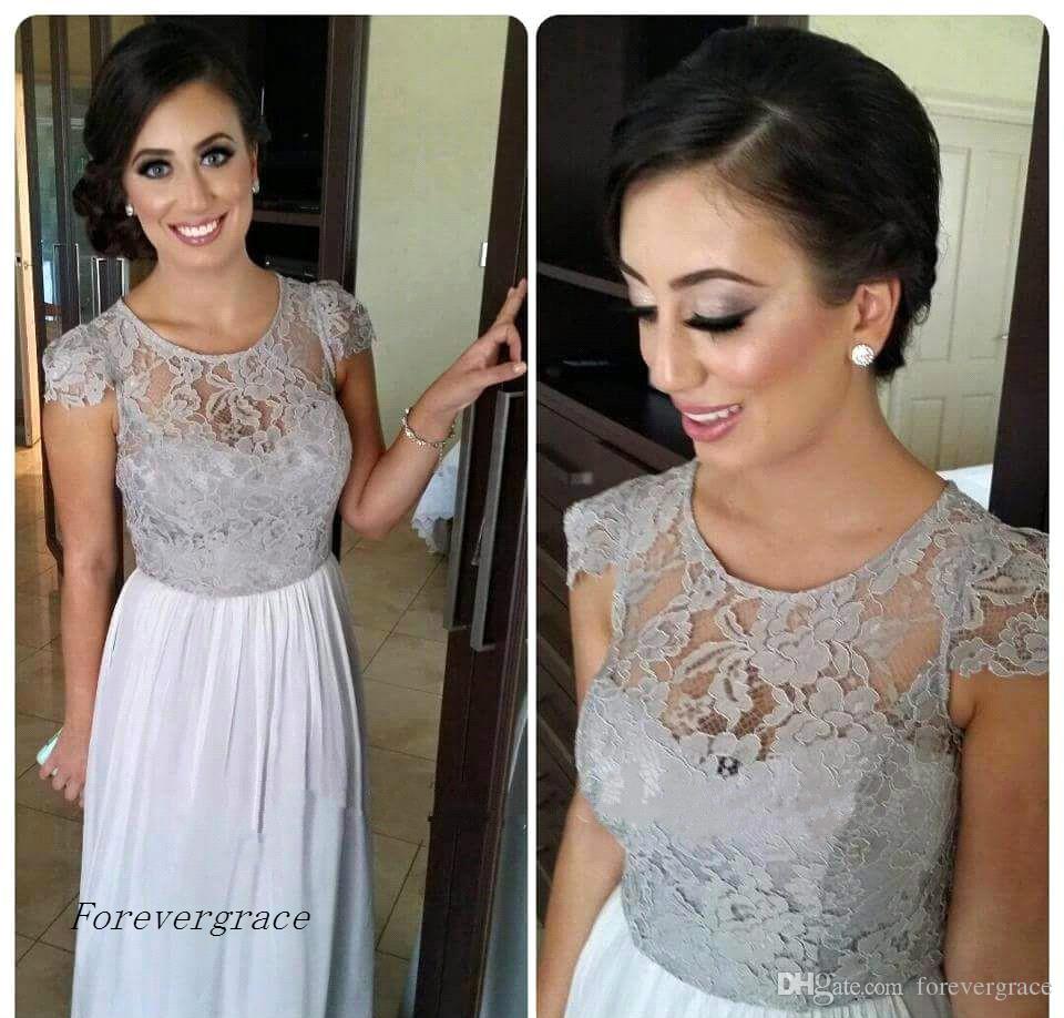 

2019 New Cap Sleeves Lace Long Cheap Bridesmaid Dress Garden Boho Wedding Party Guest Maid of Honor Gown Plus Size Custom Made