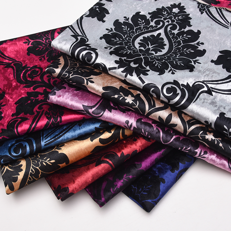 Wide 57" Ice Velvet Printed Velour Upholstery Sofa Fabric Background Wall Soft Hard Bag Plush Wedding Decorative Material-image-537141303