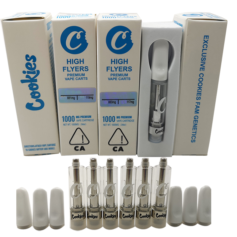 

Cookies High Flyers Vape Cartridges Packaging 510 Ceramic Cartridges Empty Vape Pen Oil Atomizer 0.8ML 1ML Vaporizer Pen Glass Tank