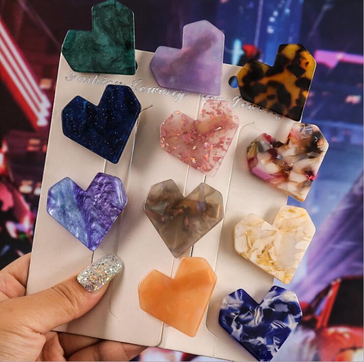 

Fashion Shiny Heart Shape Resin Hair Clips for Girls Hairpins Shiny Heart Shell Hairgrip Fashion Hair Accessories Gifts, As show