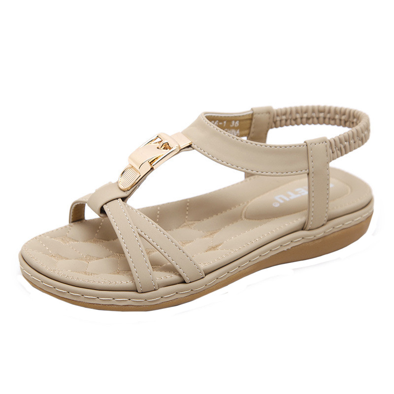 

SAGACE Women's Sandals Fashion Women Flat Shoes Bohemia Lady Girls Metal Buckle Sandals Outdoor Shoes New Fashion Summer, Bk