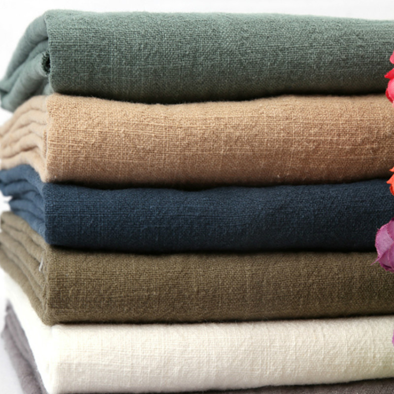 Cotton Linen fabric Clothing Materia Wash Solid Retro Ramie Thickening DIY Drapery Shops For Chinese Clothes-image-538541294