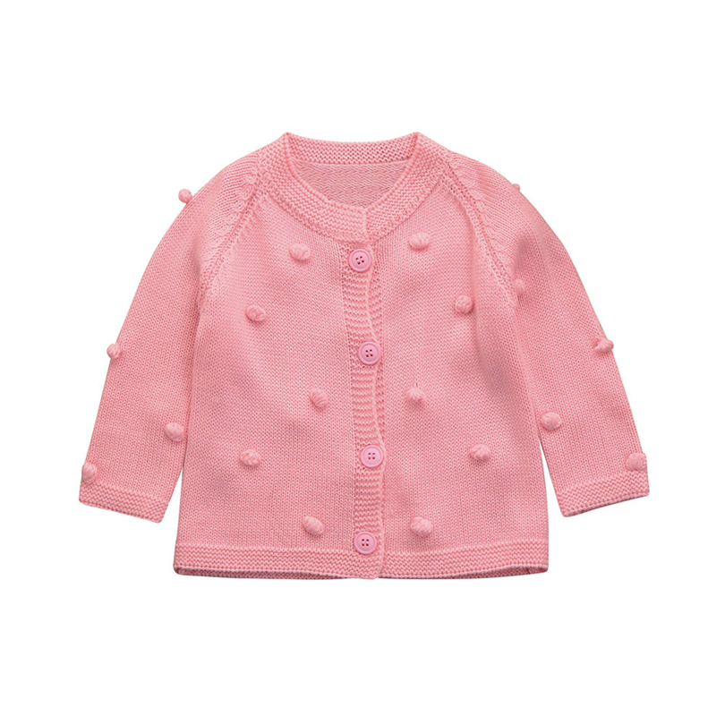 

Toddler Baby Boys Girls Knitted Coats Solid Hairball Sweater Cardigan Spring Autumn Long Sleeved Warm Tops Clothes, Pink