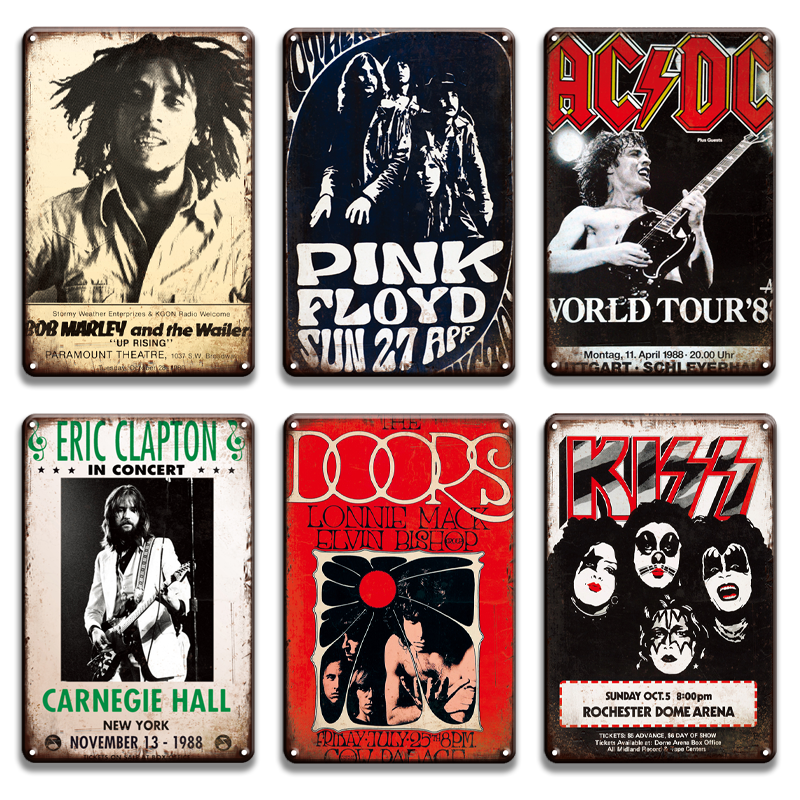 Rock Band Rock star Rock N Roll Rock Music Cartel de chapa vintage placa de pintura de hierro retro cartel de cartel de metal 12 × 8 pulgadas decoración de pared artística