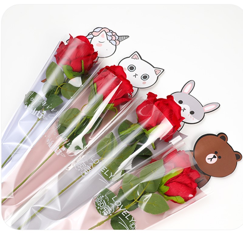 

20pcs Valentine's Day Flower Wrapping Bag Wedding Deco Single Rose Packing bag Handmade DIY Material Florist Supplies