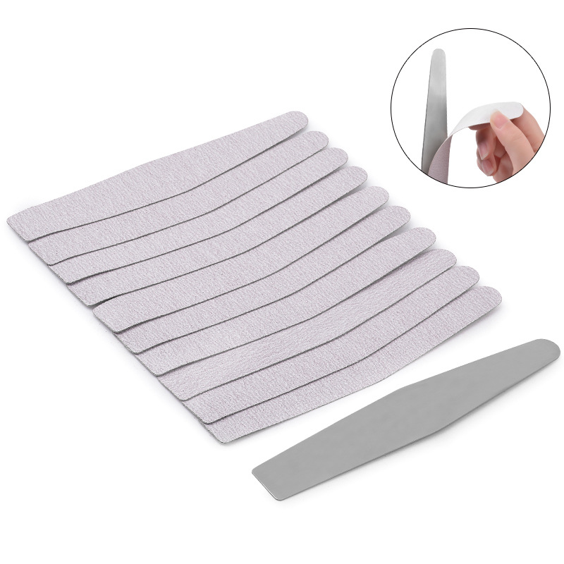 

Nail art manicure tools grey buffer metal splint +10pcs replacement nail buffer adhesive double side reuseful MZ075