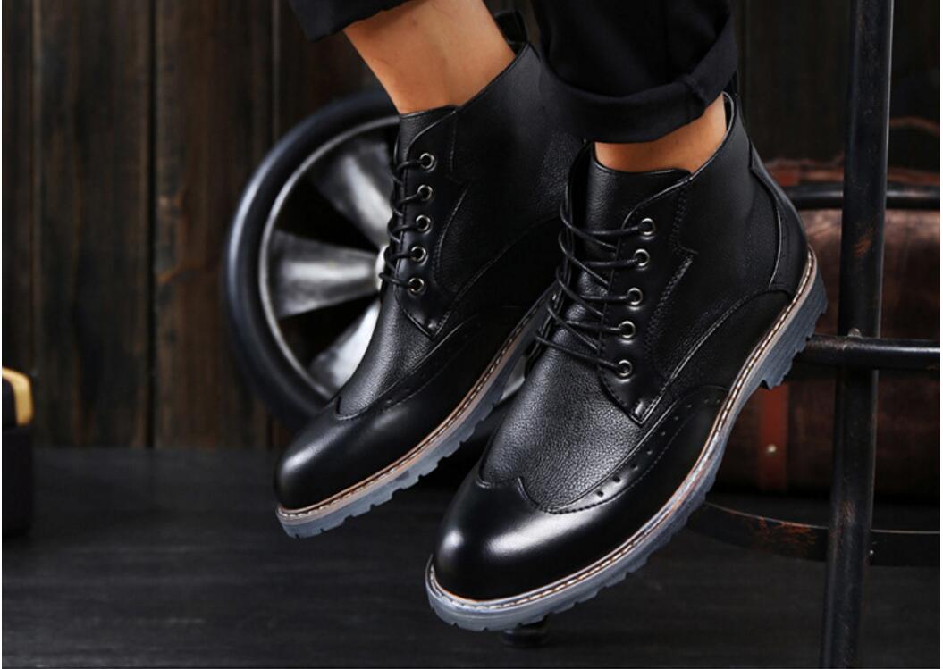 

Hot Sale-Mens Dress Boots High Quality Ankle Boots Men Shoes for Business Mens Dress Shoes, Black