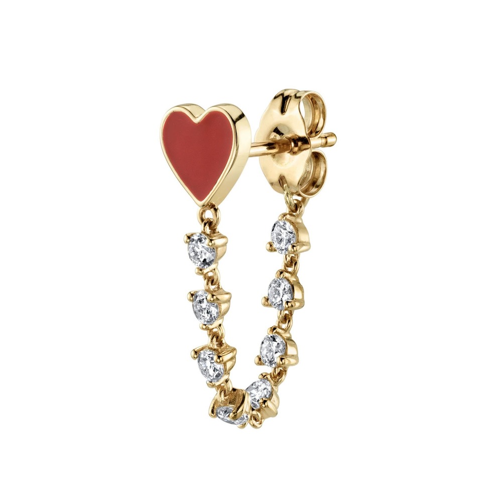Romantic Cute Small Red Peach Heart Stud Earrings for Women Girls Kids Jewelry Lover Gift