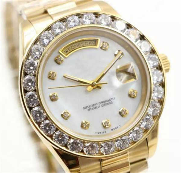 

Men Luxury Gold Diamond Watche President Reloj Big WristWatches Role Watch Red Stainless Steel Diamonds Bezel Automatic Day-Date Brand Dpvi, Slivery;brown