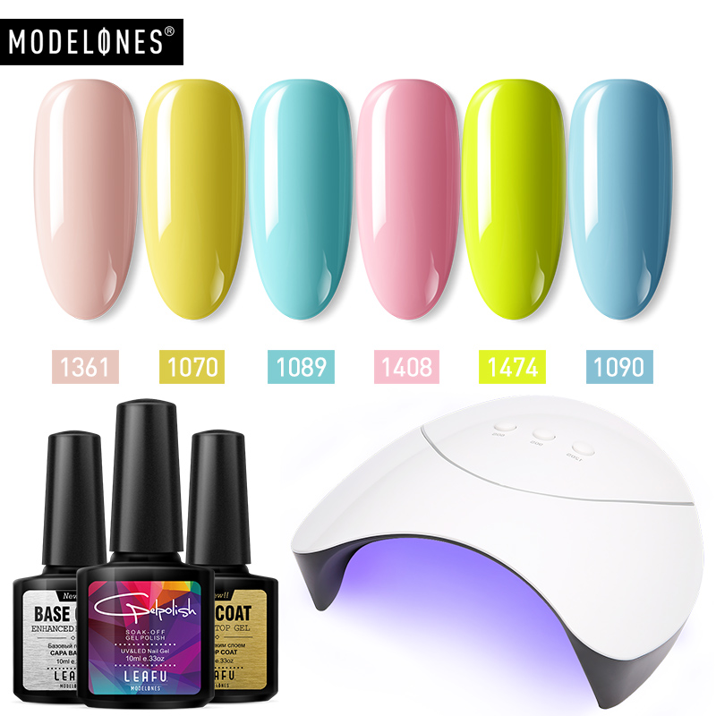 

Modelones 9Pcs/Lot Z3 Led Lamp Nail Gel Kit Long Lasting Led Gel Base Top Coat Sets Semi Permanent Glitter