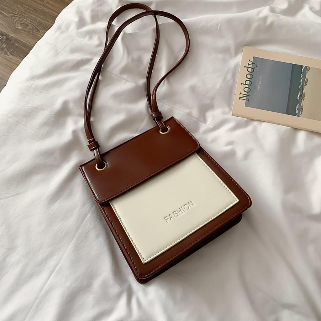 Designer-PU Leather Ladies HandBags Women Messenger Bags 2019 Retro Patchwork Shoulder Messenger Bag Small Square Bag Bolsa Feminina