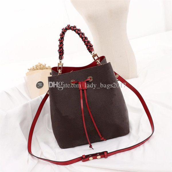 

Luxury NEONOE Woven Handle Bucket Purse Women Designer Handbag Shoulder Bag Printing Flowers Tote Shopping Bag Messenger Crossbody Bag