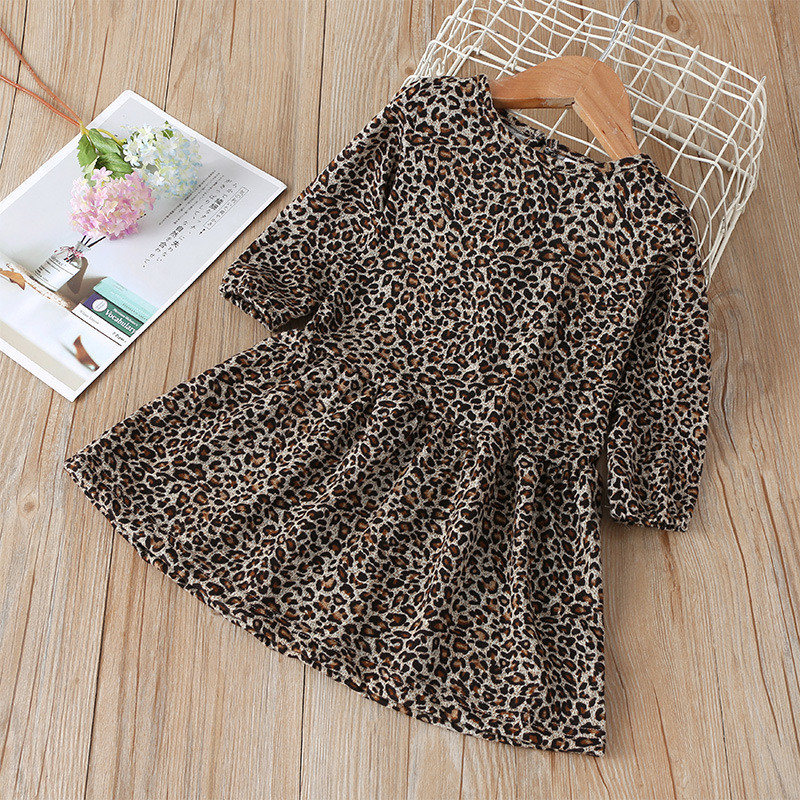 

1-6 Years Girls Dress Leopard Dresses Long Sleeve Kids Clothes Fashionable Spring And Autumn Princess Dress Children Clothes, Leopard print