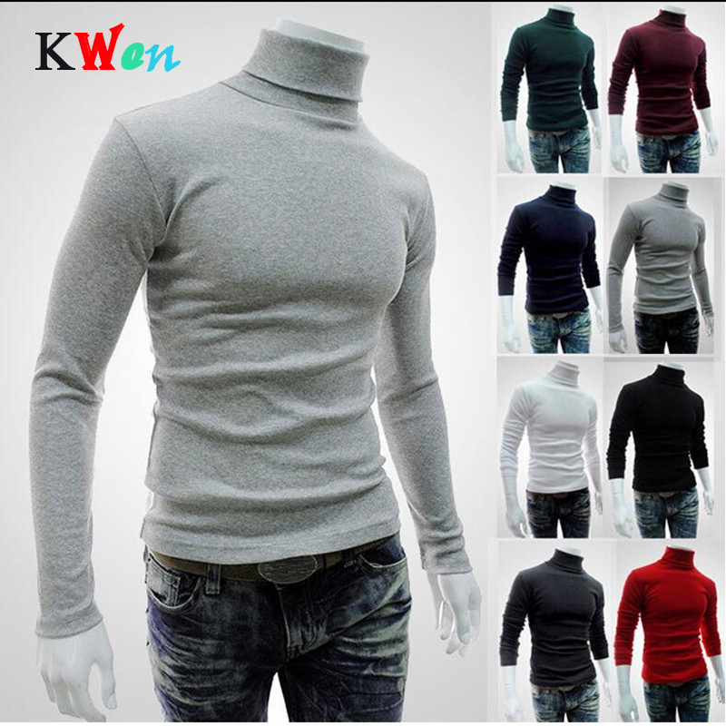 

2018 New Autumn Winter Men'S Sweater 8 Color Men'S Turtleneck Solid Color Casual Sweater Slim Fit Brand Knitted Pullovers, Black
