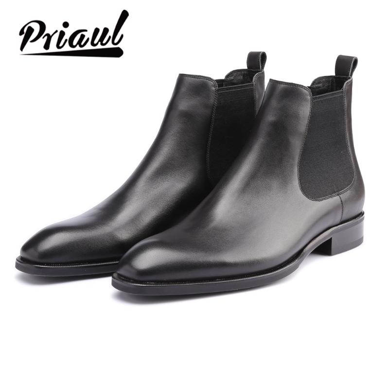 Boots Men Genuine Leather Handmade Office Formal Wedding Party Original Vintage Retro Custom Mens Snow Winter Boots