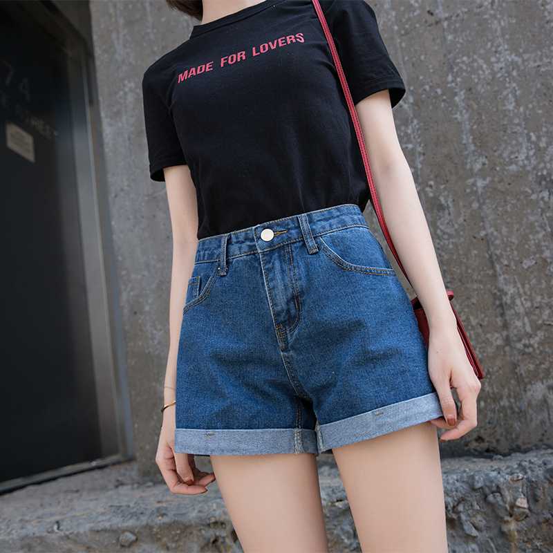 

GUUZYUVIZ Womens Shorts White Black Blue Casual Denim Jean Shorts Women Summer Loose High Waist Vintage Wash Zipper Women