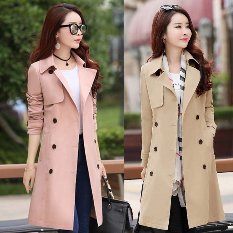

Wholesale fashion women' long spring and autumn new slim coat trench coat, Gray