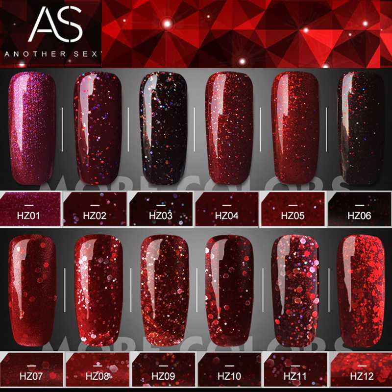 

Red Diamond Hybrid Gel Nail Polish High Quality Long-lasting Soak Off LED Manicure Beauty DIY Nail Art Tools 12colors 12ml, Hz12