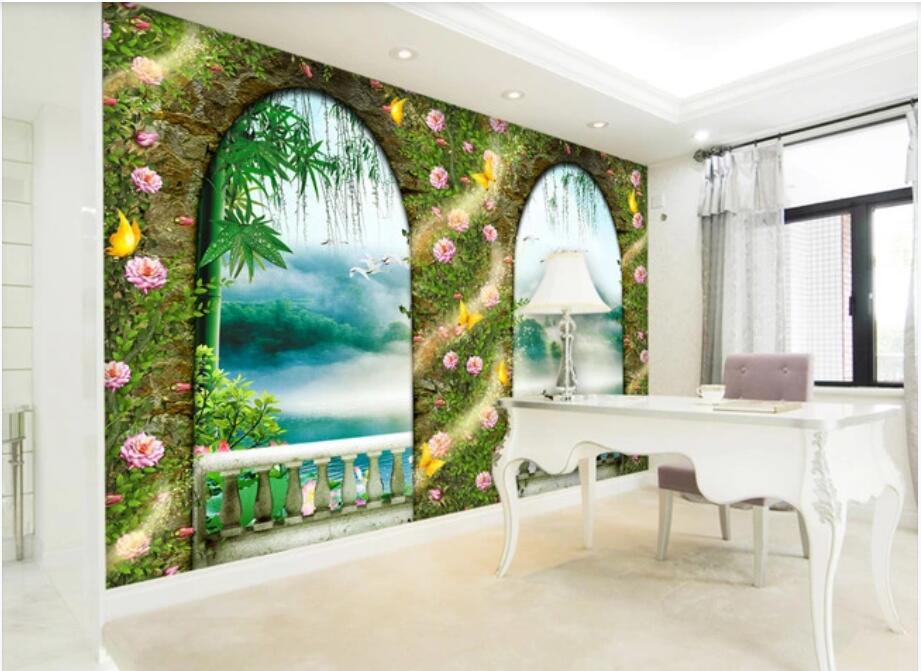 

Custom wall stickes photo 3D door and window stereo Roman column TV background wall canvas pictures homedecor murals wallpaper for walls 3 d, Non-woven wallpaper