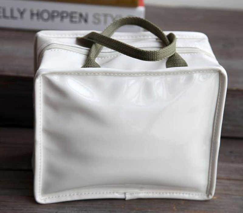 

Designer-New Office lunch bag Travel portable patent leather PU picnic bag heat ice preservation box bag lunchbox multi-color free shipping, White