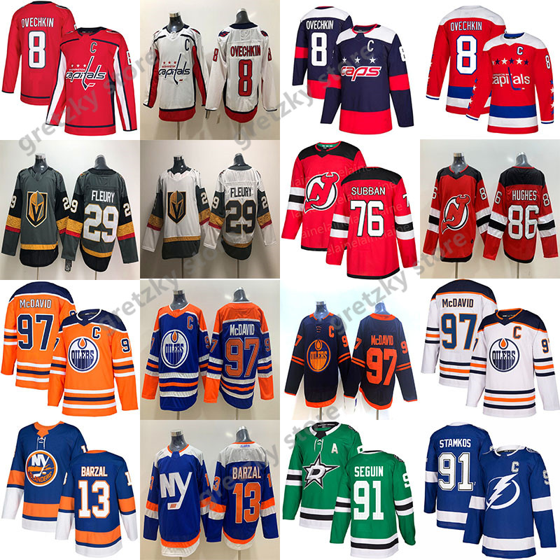 

Connor McDavid Edmonton Oilers Jersey Alex Ovechkin Washington Capitals Marc-Andre Fleury Stamkos Mathew Barzal NHL Hockey, Orange