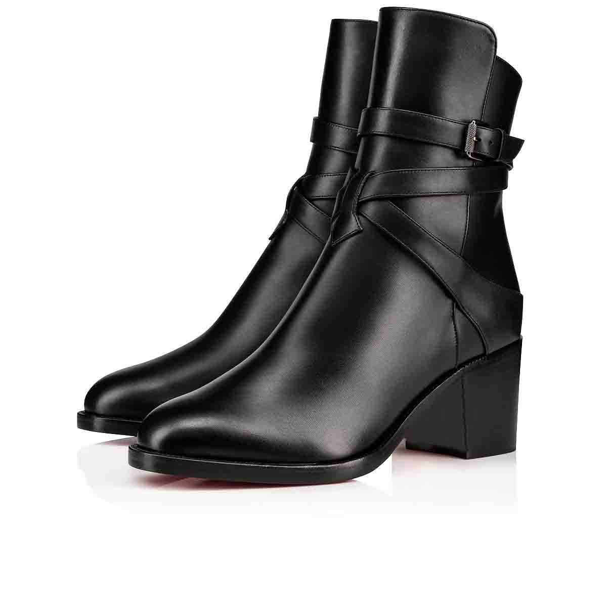 

Casual-chic Design Fashion Karistrap Red Bottom Ankle Boots Women Booty Black Leather Ladies Bottes Red Sole Booties Party Wedding Dress