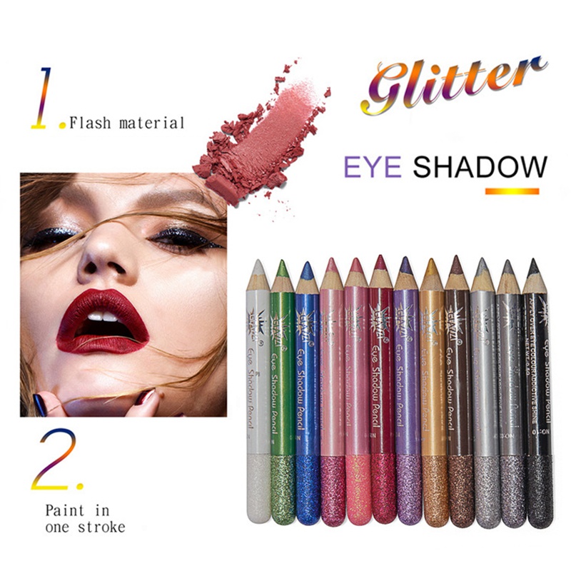 

12 Colors Long Lasting Waterproof Easy To Color Eyeshadow Glitter Eye Shadow Shimmer Eyeshadow Stick Set, Dt0958a