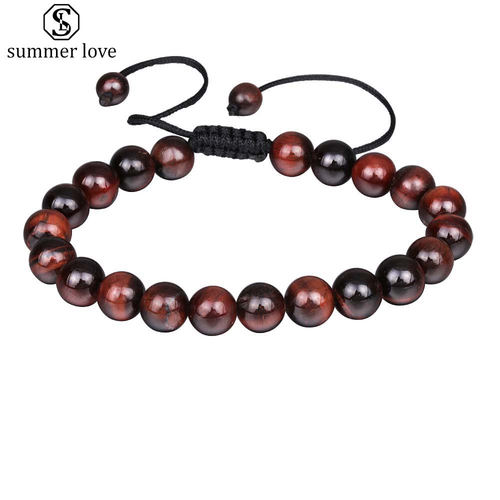 

High Quality 10MM & 8MM Tiger Eye Natural Stone Beads Bracelet for Women Men Handmade Adjustable Size Braided Bracelet Fashion Jewelry Gift