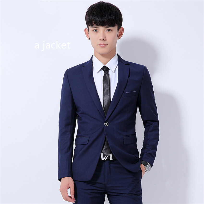 

Spring and Autumn Teen Men Suit Jacket Slim Design Pure Color men Blazer coat Asian size  M L XL XXL XXXL, Black