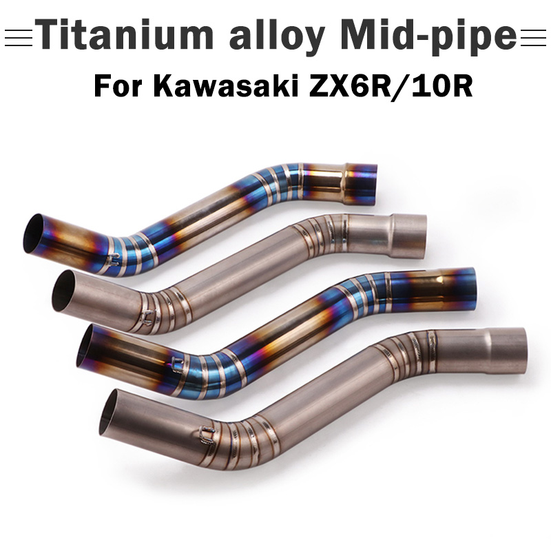 

51 mm Mid Pipe for ZX6R ZX636 ZX10R Ninja Motorcycle Titanium Alloy Exhaust Pipe Slip On Delete Original Catalyst