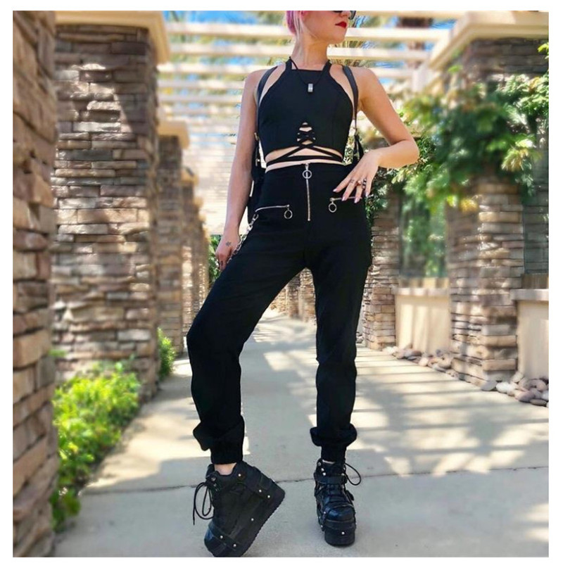 

Women' Zipper Slim Fit Pants Dark Style Sexy Women Gothic Motorcycle Casual Streetwear Joggers Baggy Trousers & Capris, Beige