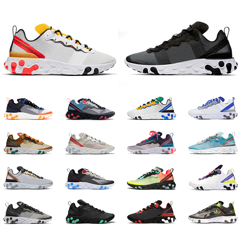 

2020 React Element 87 55 Running Shoes Mens Womens Sneakers tour yellow anthracite camo gold ranger light bone Trainers Sports Size 36-45, Orange peel