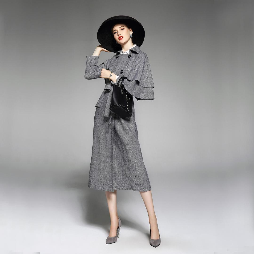 

spring autumn trench coat for women turn-down collar double-breasted solid color office lady style long fashion windbreaker h162, As pic