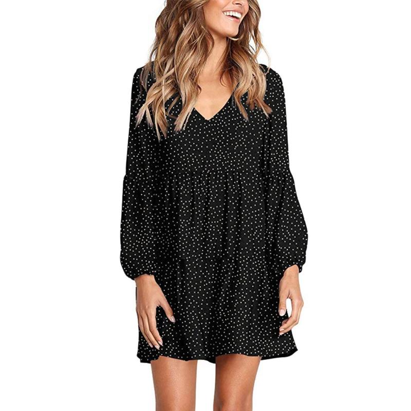 

Color Leisure Long Sleeve Loose Dress, Wine red
