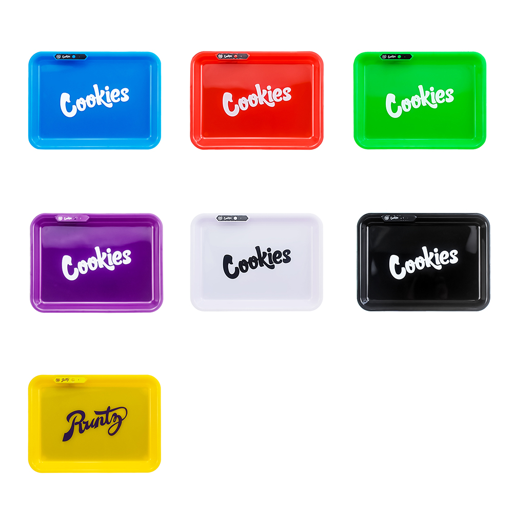 

LED Glow Tray Rechargeable Cookies SF California Runtz Skittles Alien Labs Featured Dry Herb Rolling Tobacco Storage Tray Holder
