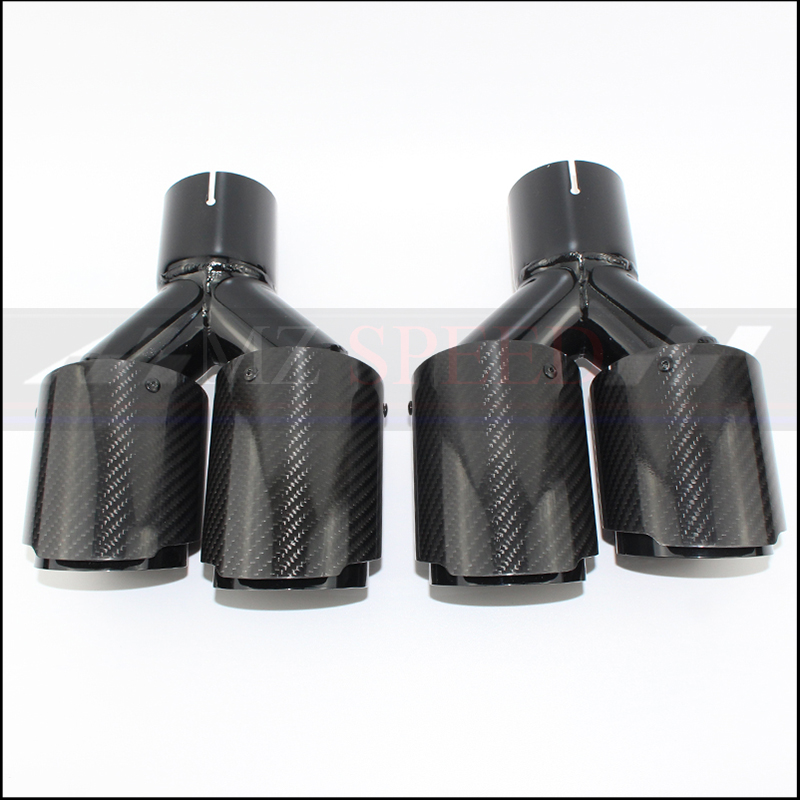 

A pair of auto parts exhaust pipe grade carbon fiber double pipe universal coating black carbon double end muffler suita