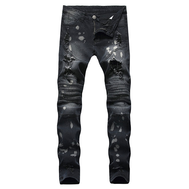 

2020 Mens Casual denim jeans Skim Slim Knees Holes hiphop pants Washed Good quality Free Shipping, 2013