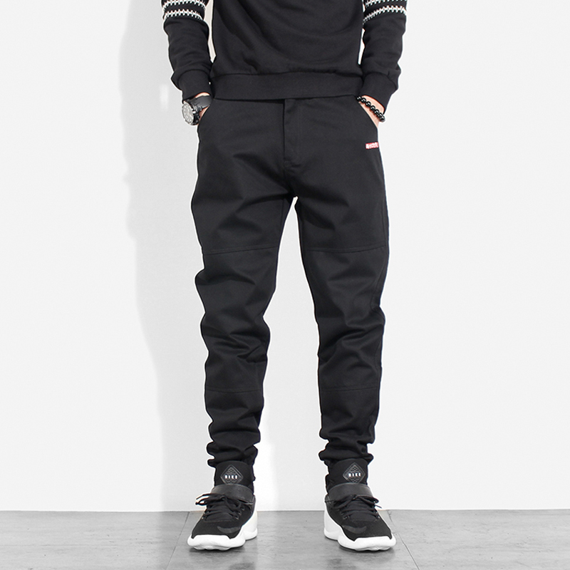 

Japanese Style Vintage Men Jeans Slack Bottom Casual Cargo Pants Harem Trousers Fashion Streetwear Hip Hop Pants Men Joggers, Black