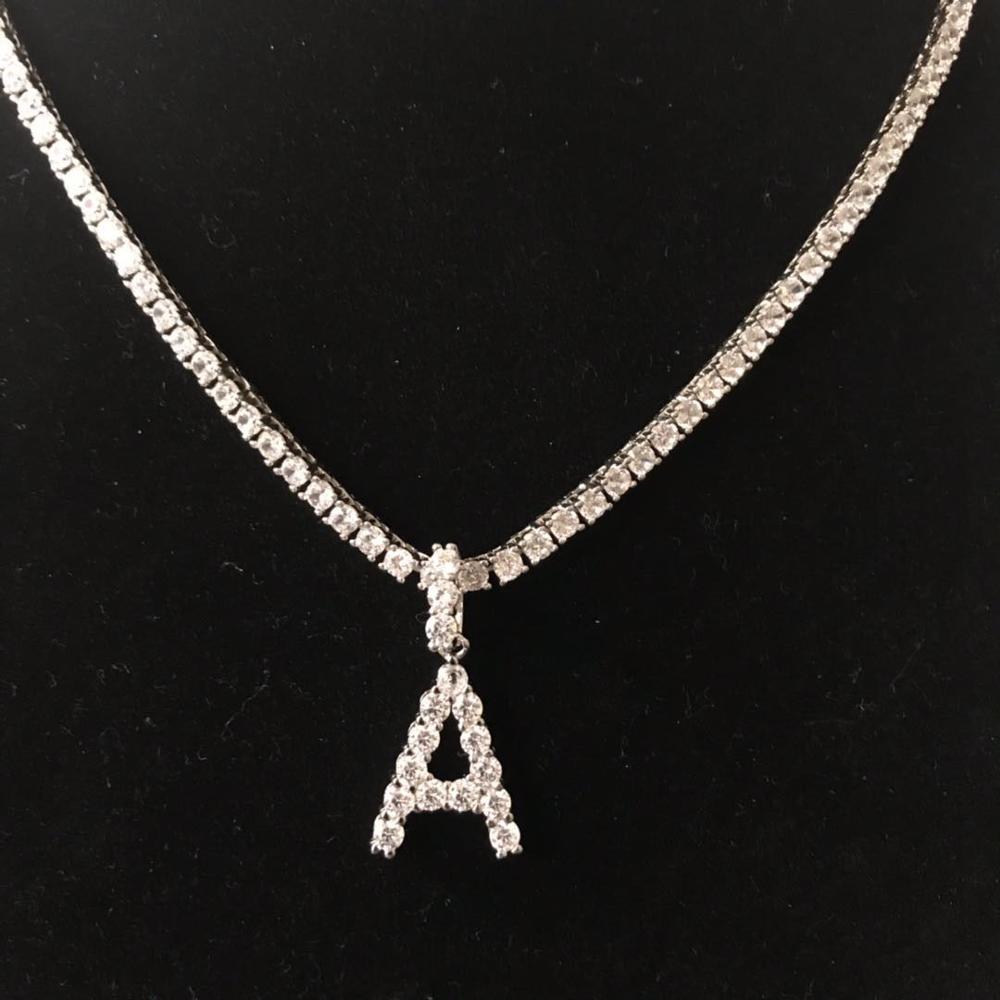 

Diamond letter pendant with tennis chain