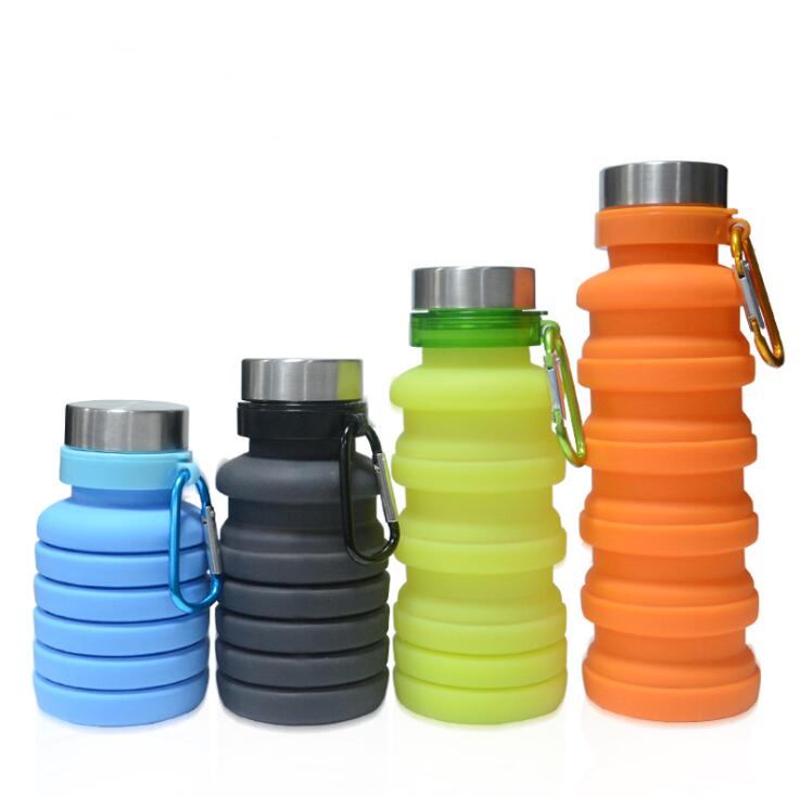 

550ML 19oz Portable Retractable Silicone Water Bottle Folding Cups Collapsible Coffee Mugs Travel kettle Drinking