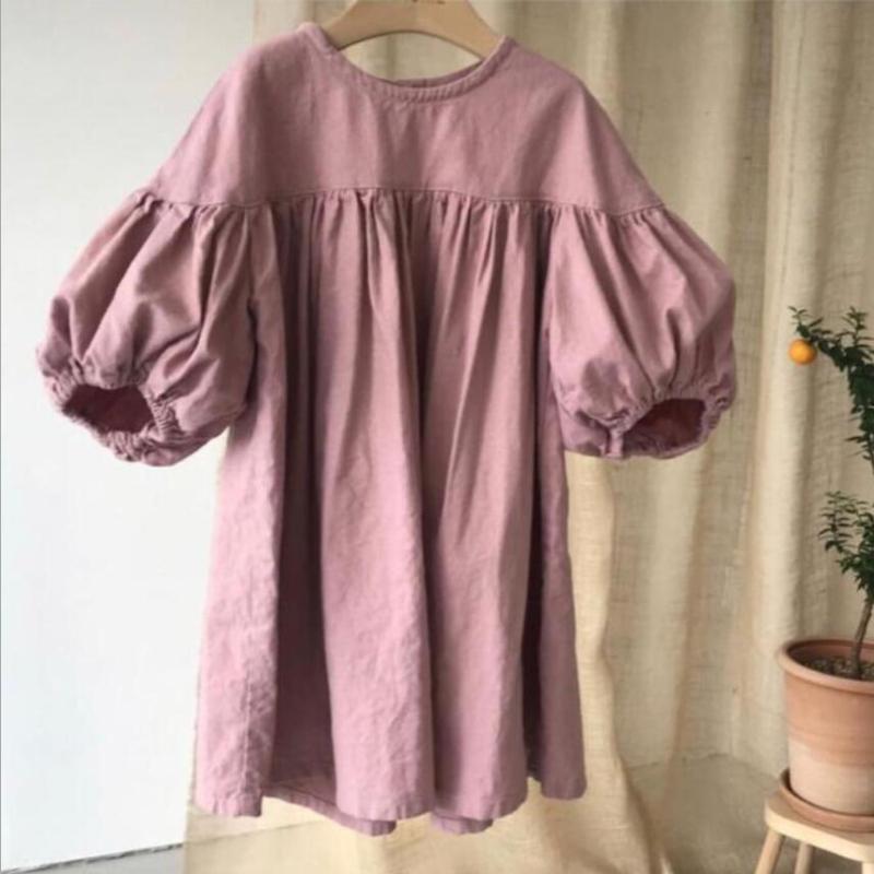

Spring Autumn Korean Kids Dresses For Girls Children Princess Long Lantern Sleeve Cotton Dress Girl Baby Toddler Clothes JW7907, Pink girls dress