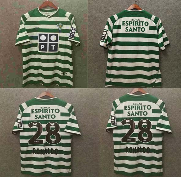 

Retro 2003 04 Sporting Lisbon soccer jerseys ronaldo football shirts TOP quality Lisbon Vintage velvet sponsor Camisa de futebol Maillot, Black;yellow