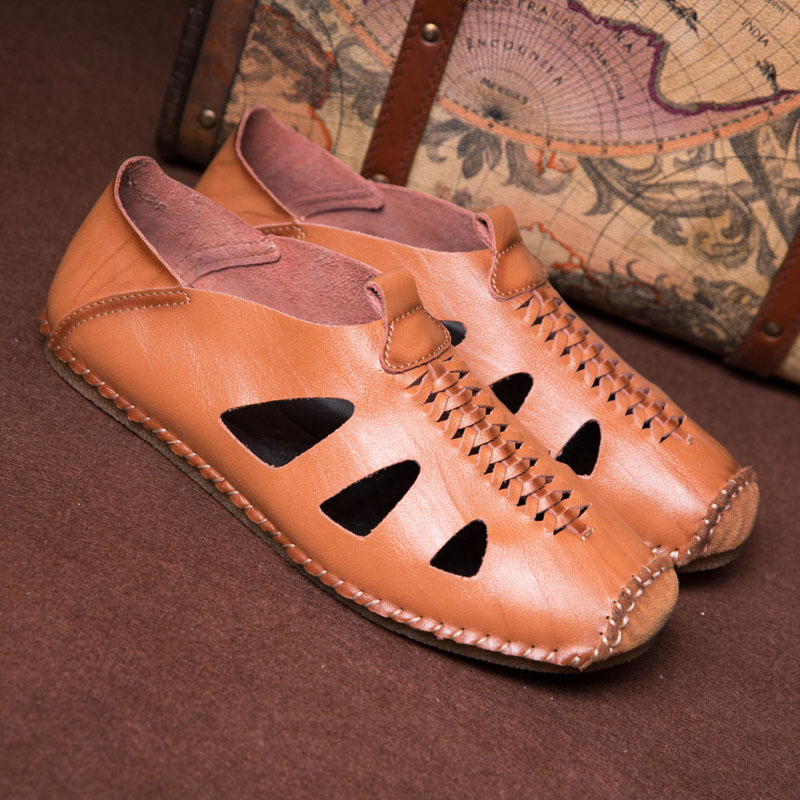 

men 39 s sandals genuine leather casual hollow lightweight breathable italian for mens 2020 new summer roman gladiator sandles, Black